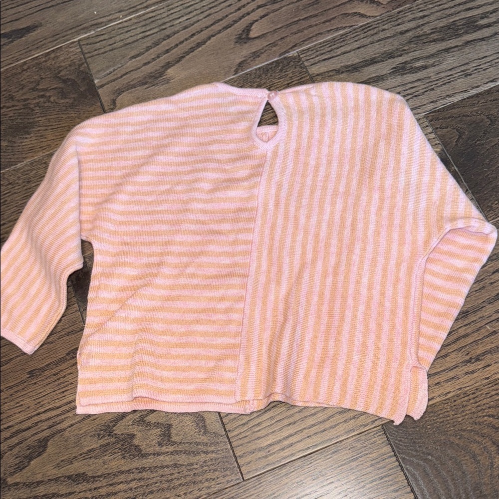 Zara Kids Soft Pink and White Sweater stripe 12-18 months baby nwt - Picture 4 of 5